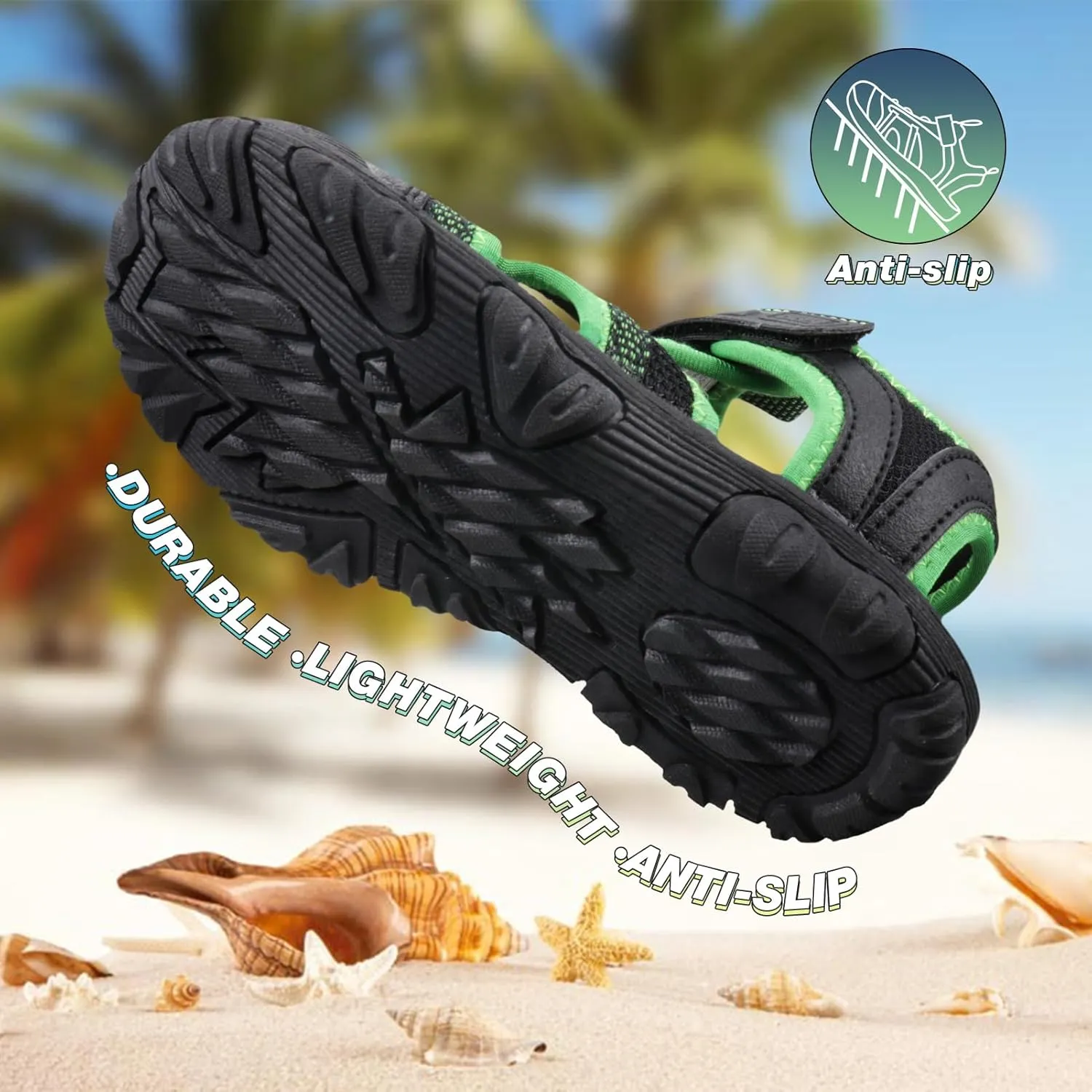 Boys Sport Sandals Summer Closed Toe Hook Loop Outdoor Athletic Walking Shoes (Toddler/Little Kid/Big Kid)