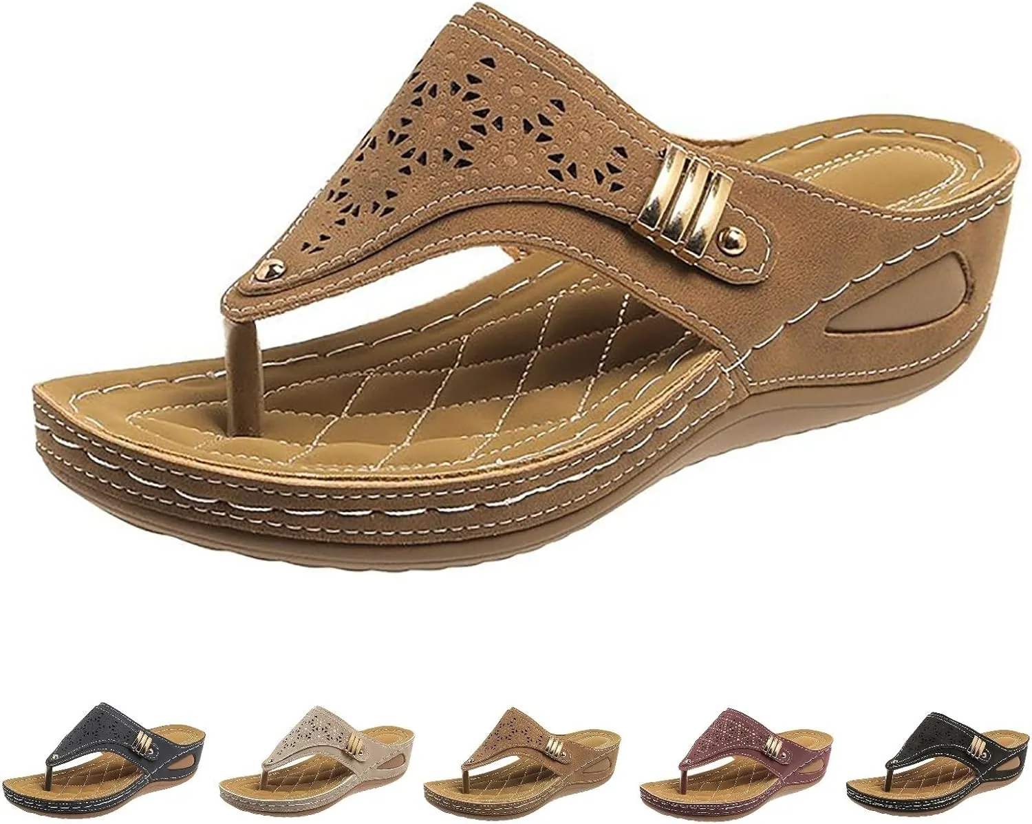 Breathable Mesh Hollow Sports Sandals Non-Slip 2024 New Women’s Wedge Orthopedic Flip-Flops Summer Casual Sandals Open Toe