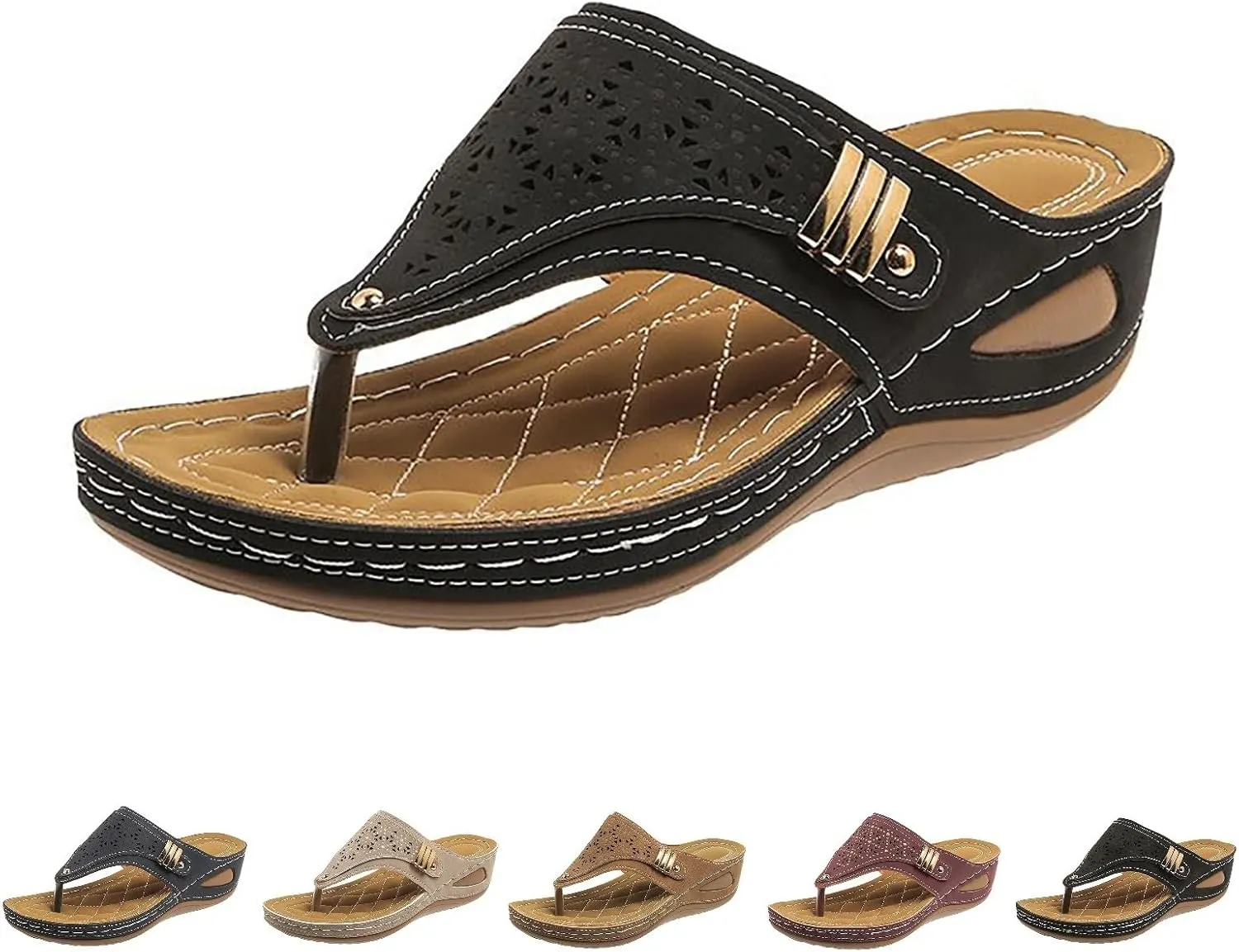 Breathable Mesh Hollow Sports Sandals Non-Slip 2024 New Women’s Wedge Orthopedic Flip-Flops Summer Casual Sandals Open Toe