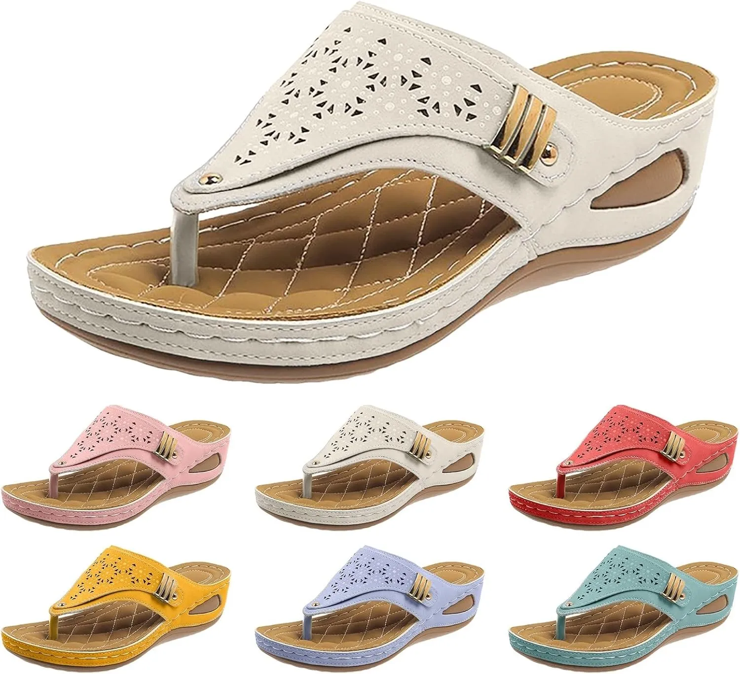 Breathable Mesh Hollow Sports Sandals Non-Slip 2024 New Women’s Wedge Orthopedic Flip-Flops Summer Casual Sandals Open Toe
