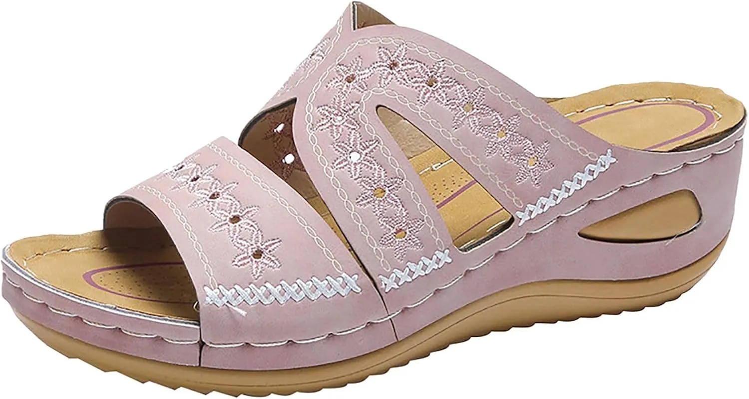 Breathable Mesh Sports Sandals, Arch Support Wedge Flip Flops for Women, Walking Comfort Orthopedic Sandals for Women