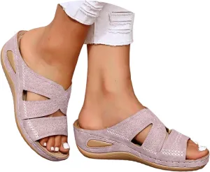 Breathable Mesh Sports Sandals, Arch Support Wedge Flip Flops for Women, Walking Comfort Orthopedic Sandals for Women