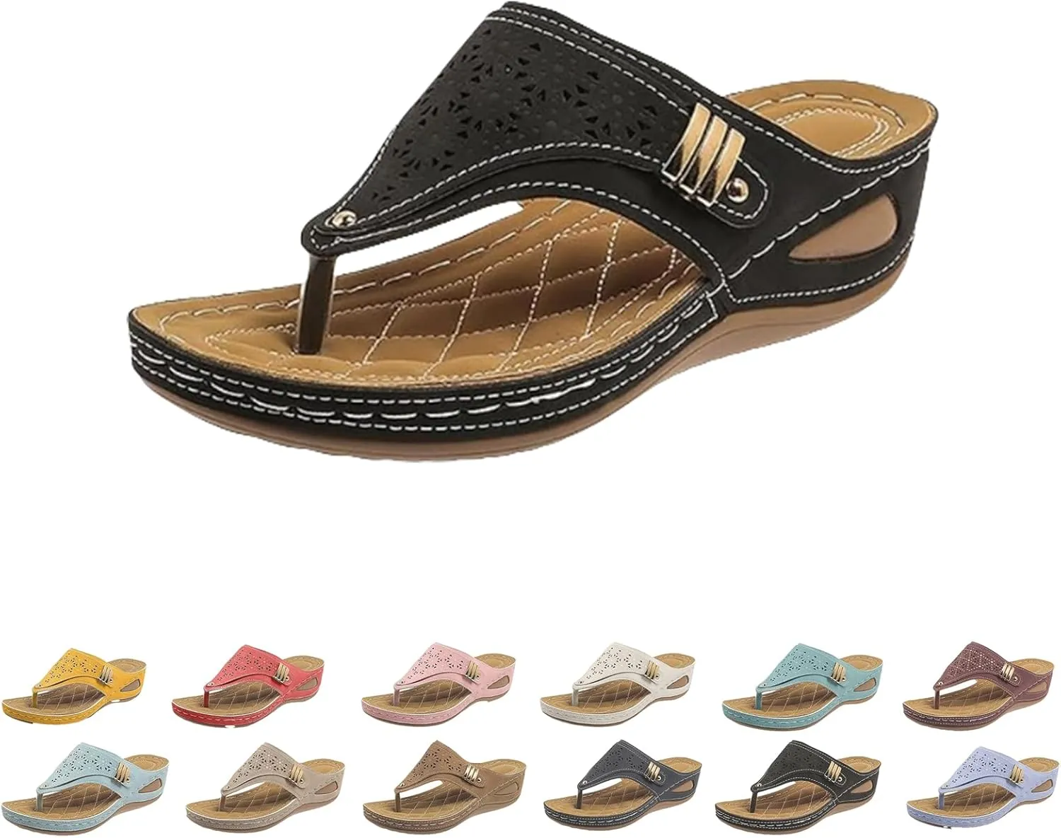 Breathable Mesh Sports Sandals With Non-Slip Sole,Womens Orthopedic Flip-Flops Summer Casual,With Arch Support