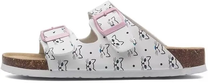 Buckle flat cork slippers summer men's and women's beach line button increase outdoor leisure slippers (Kitten, Adult, Women, 5, Numeric Range, US Footwear Size System, 9.5, Medium)