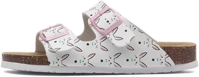 Buckle flat cork slippers summer men's and women's beach line button increase outdoor leisure slippers (Rabbit, Adult, Women, 8, Numeric Range, US Footwear Size System, 10, Medium)