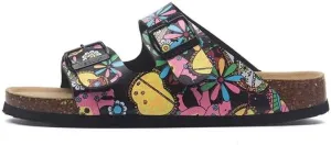 Buckle flat cork slippers summer men's and women's beach line button increase outdoor leisure slippers (Rainforest, Adult, Women, 8, Numeric Range, US Footwear Size System, 10, Medium)