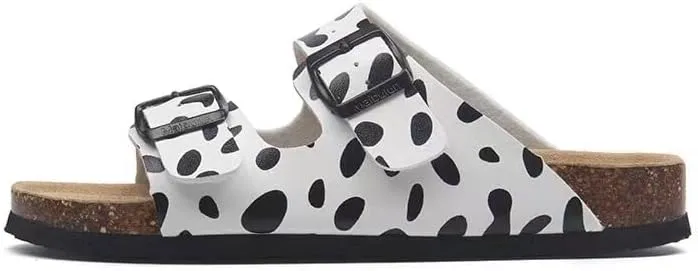 Buckle flat cork slippers summer men's and women's beach line button increase outdoor leisure slippers (Spot, Adult, Women, 7, Numeric Range, US Footwear Size System, 10, Medium)