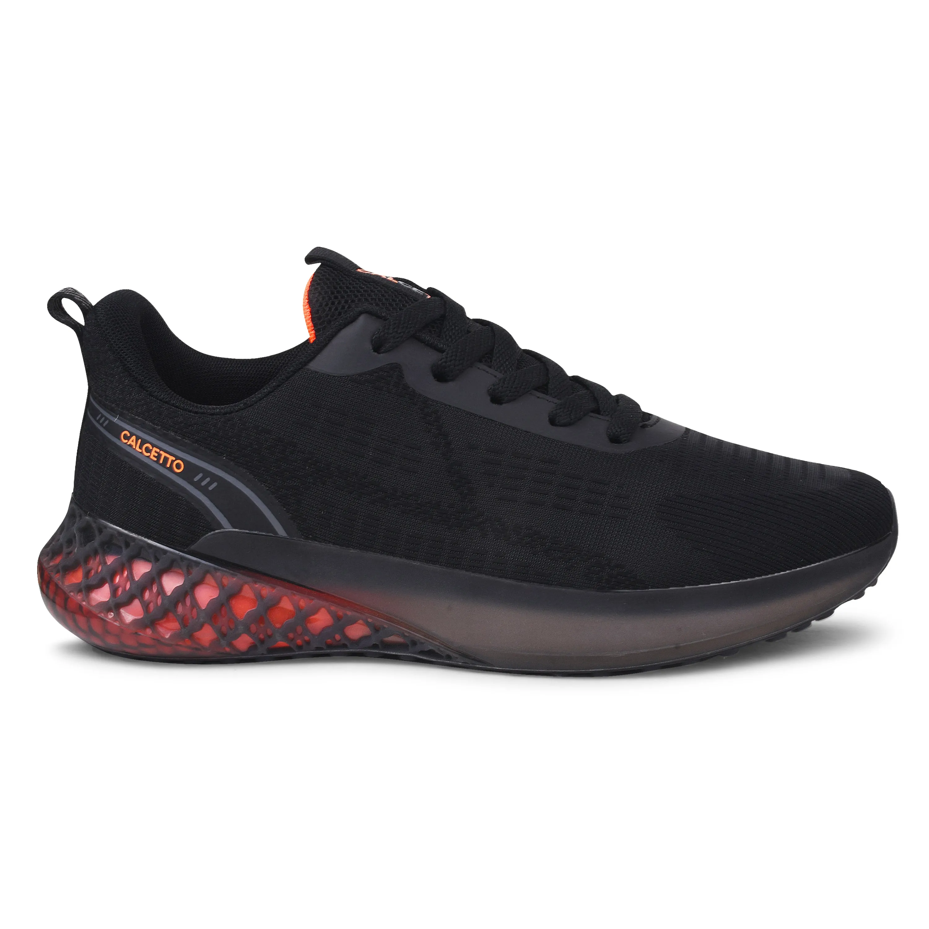 Calcetto Lightweight Lifstyle Men'S Running Sports Shoes CLT-0985 FULL BLACK ORANGE