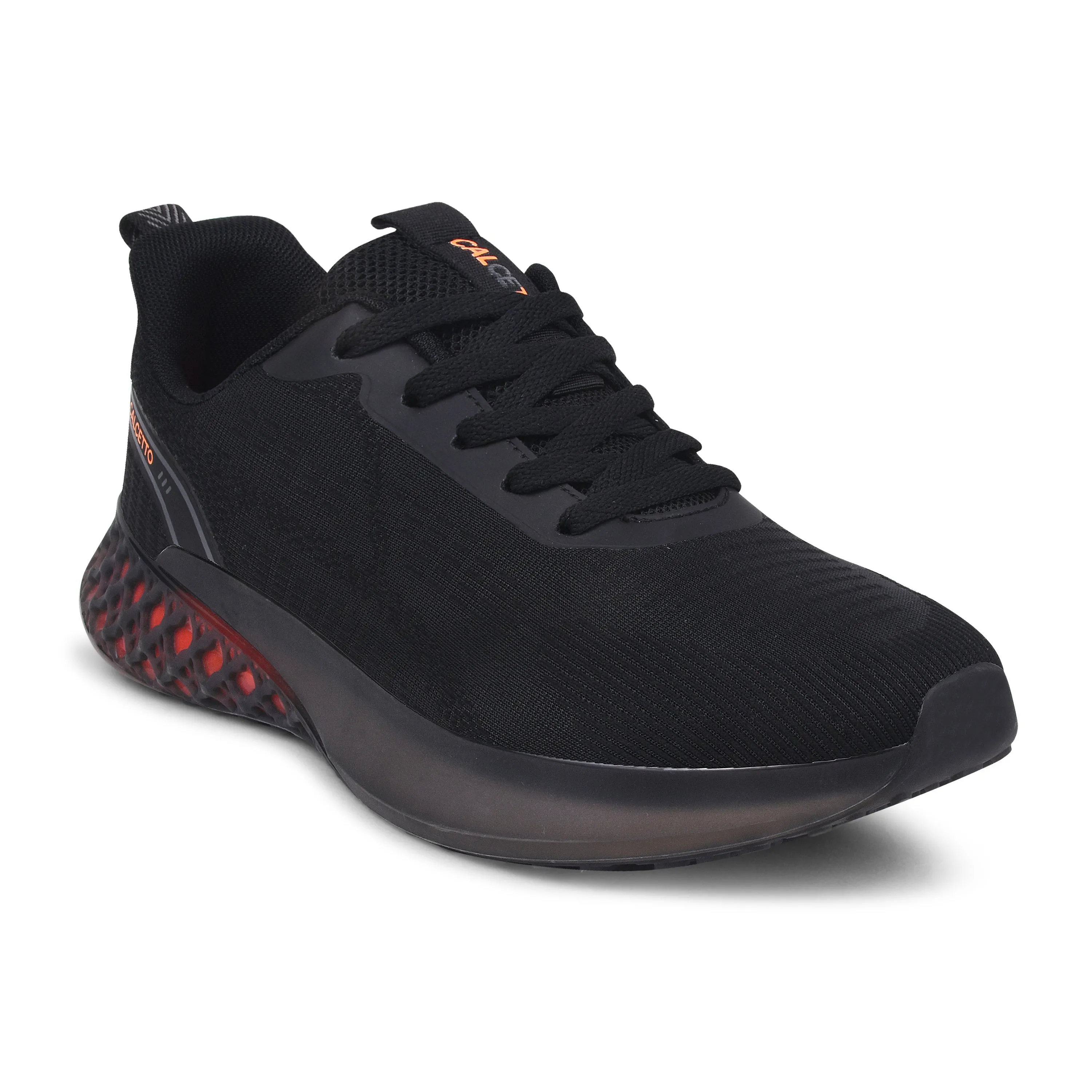 Calcetto Lightweight Lifstyle Men'S Running Sports Shoes CLT-0985 FULL BLACK ORANGE