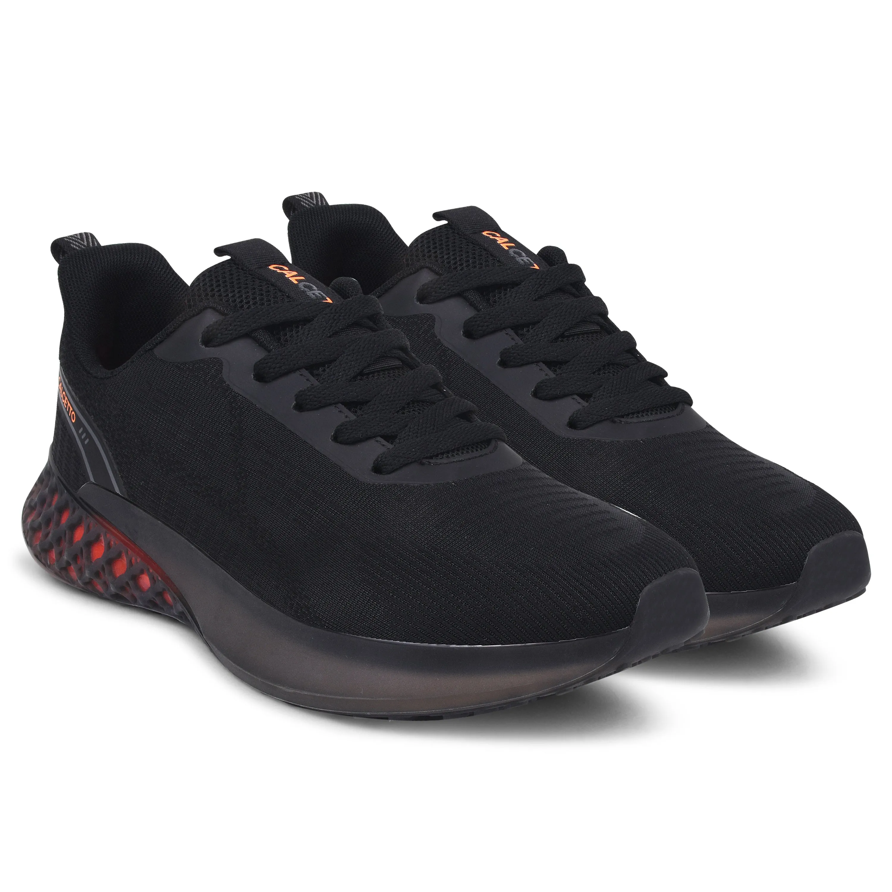 Calcetto Lightweight Lifstyle Men'S Running Sports Shoes CLT-0985 FULL BLACK ORANGE