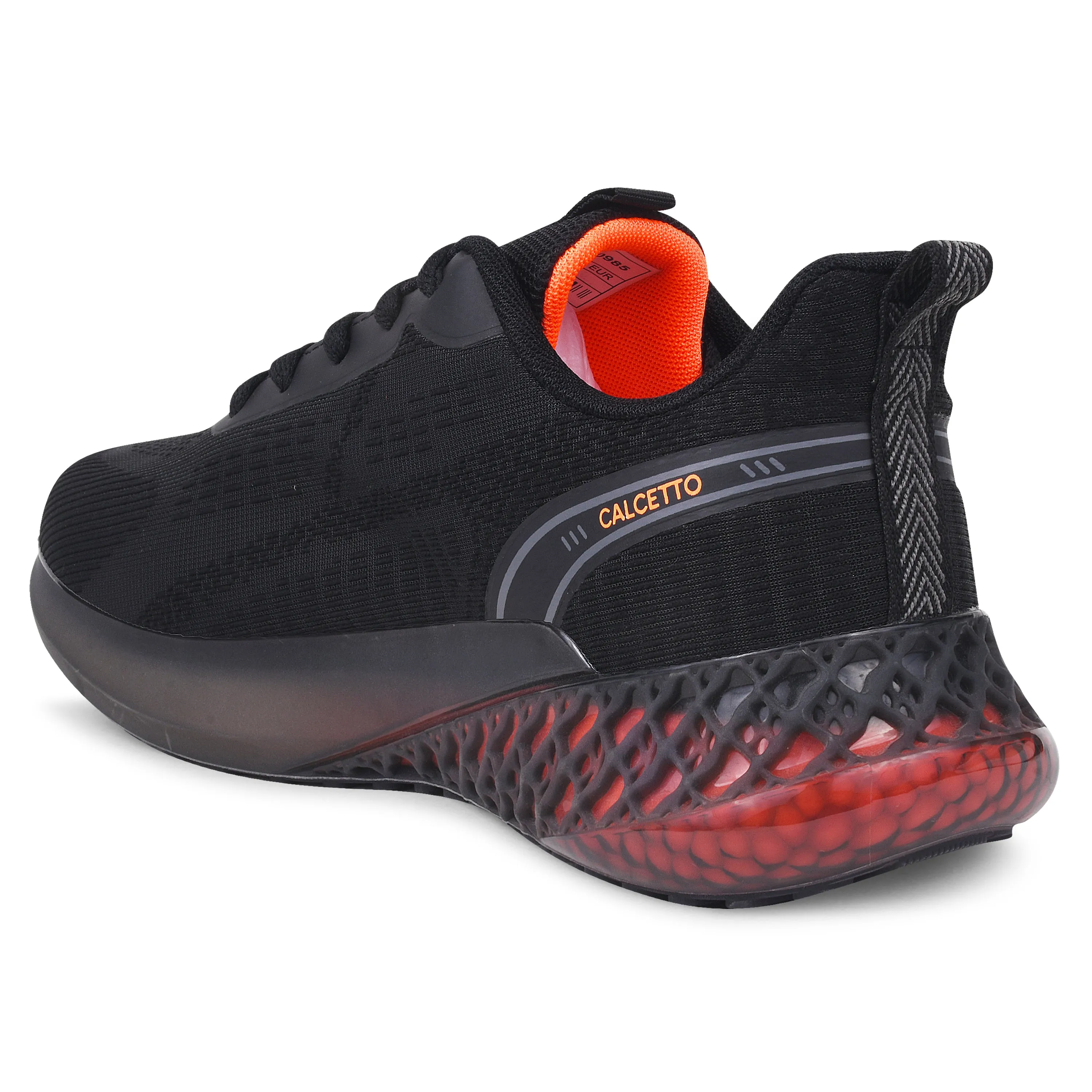 Calcetto Lightweight Lifstyle Men'S Running Sports Shoes CLT-0985 FULL BLACK ORANGE