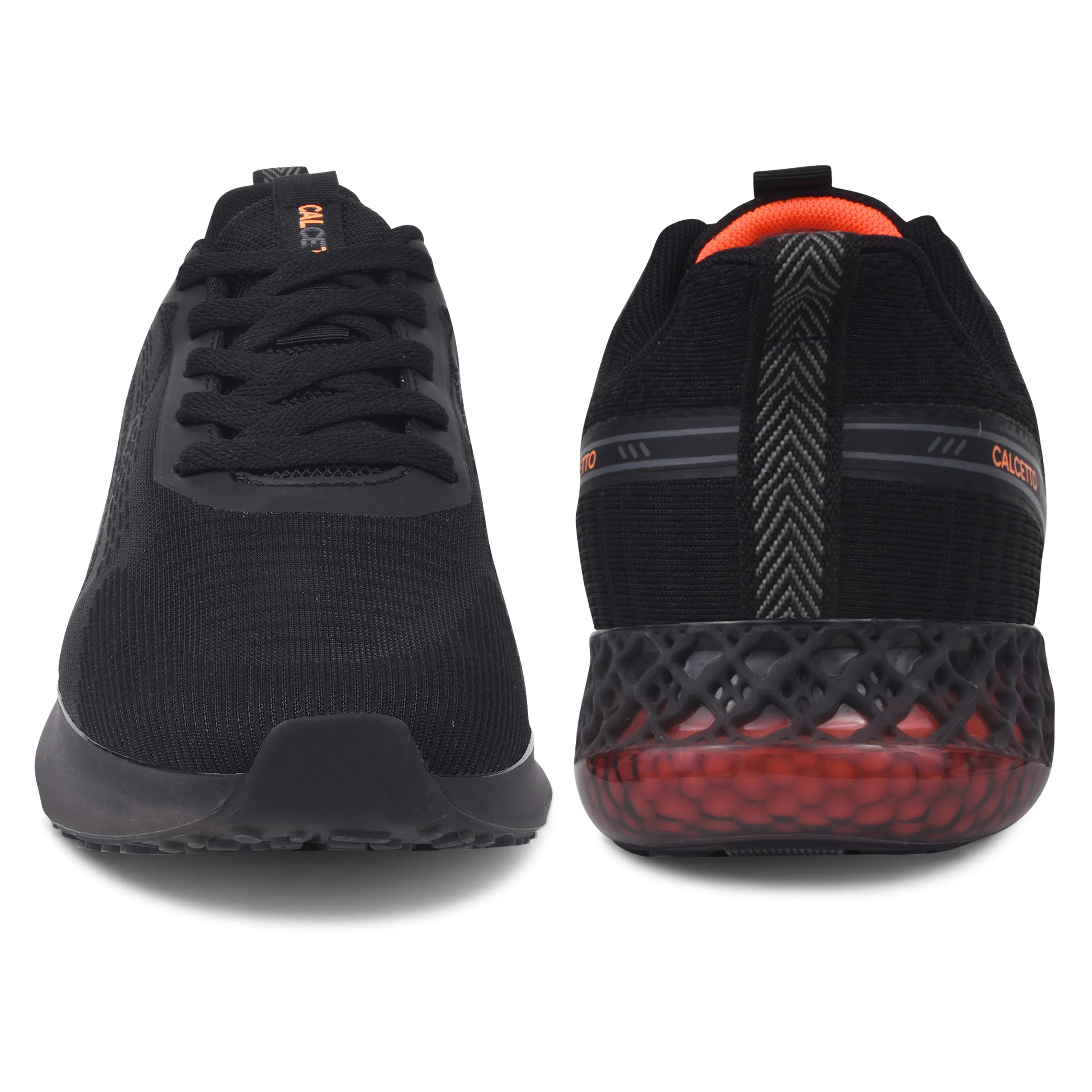 Calcetto Lightweight Lifstyle Men'S Running Sports Shoes CLT-0985 FULL BLACK ORANGE