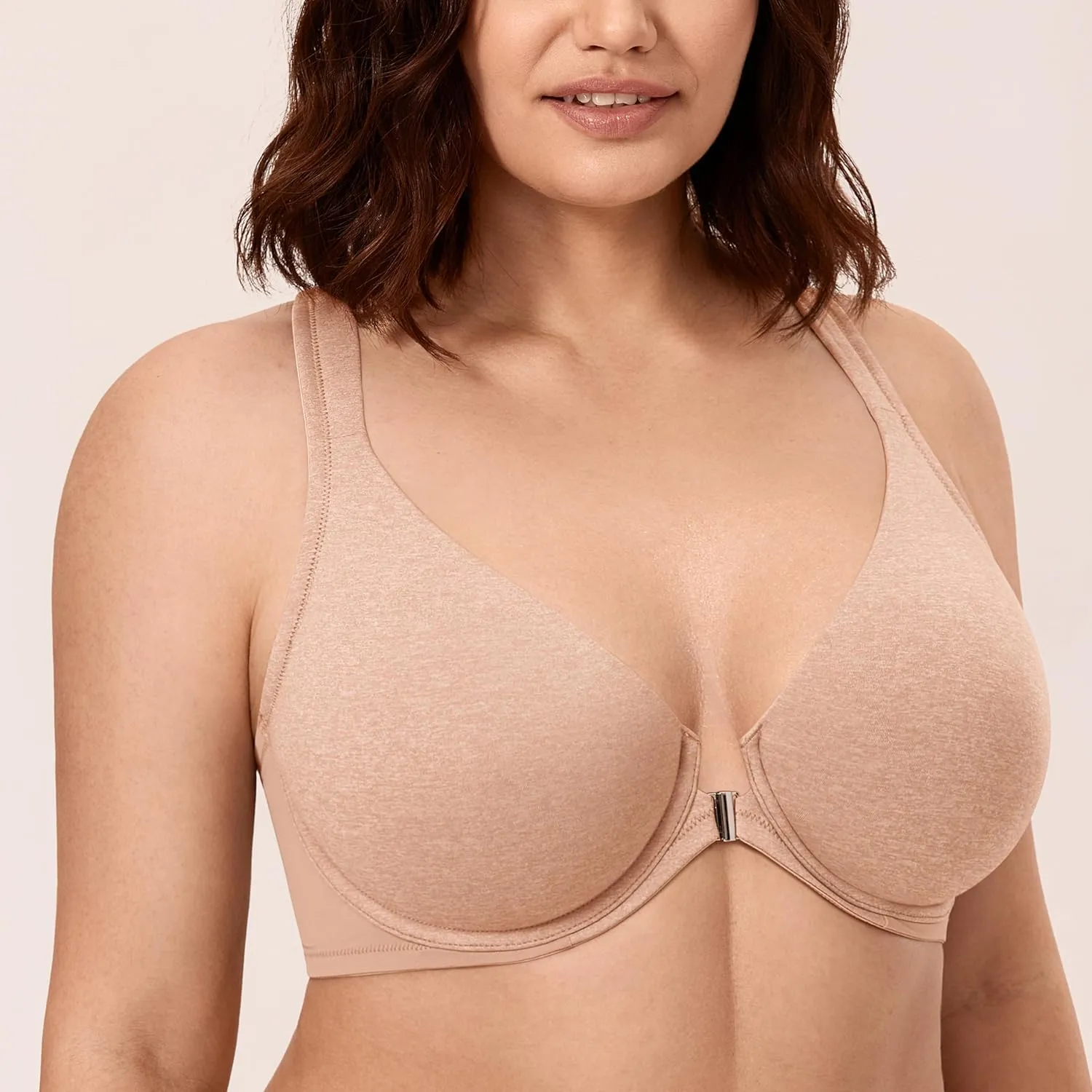 CALVENA Women's Racerback Front Closure Bra Plus Size Full Coverage Underwire Bras