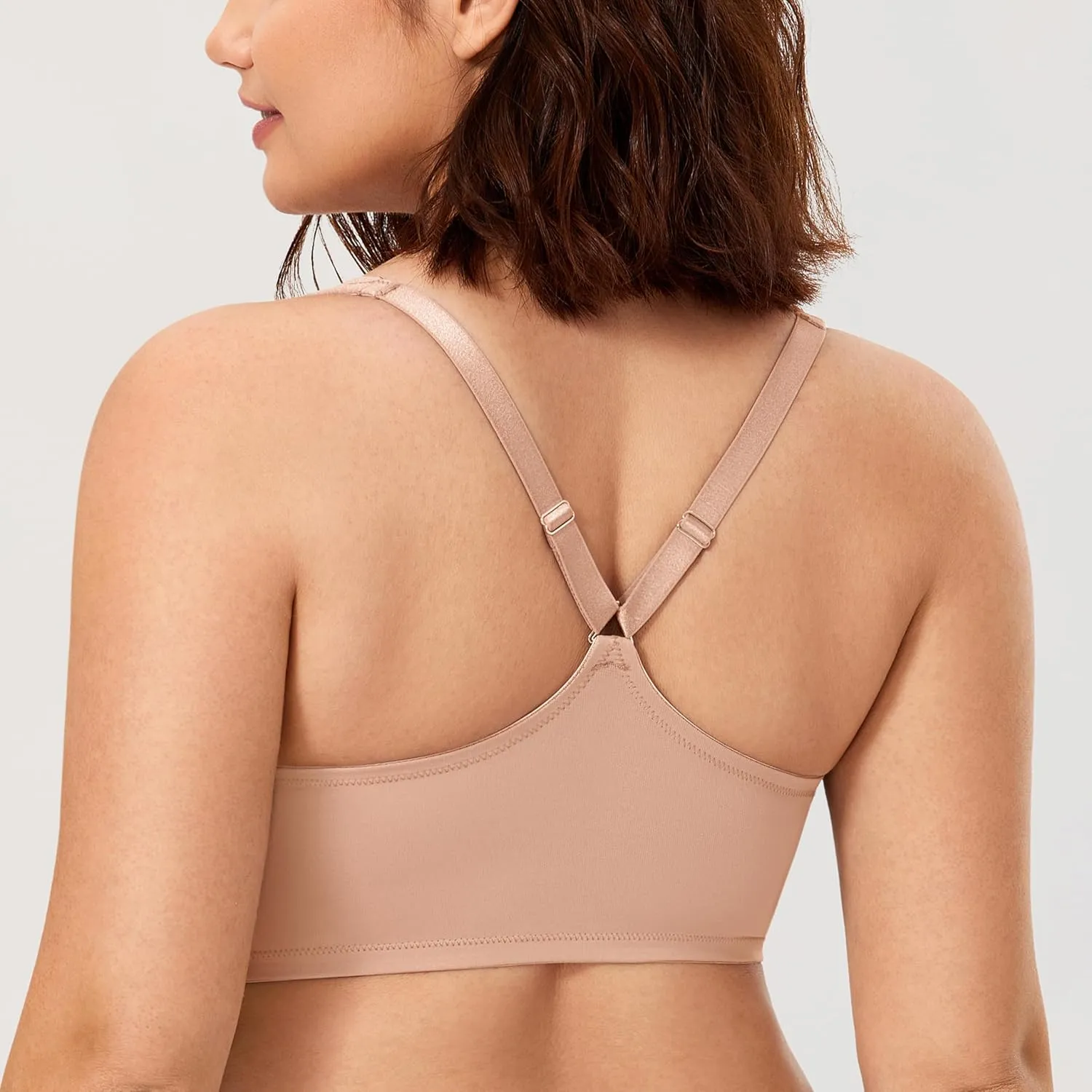 CALVENA Women's Racerback Front Closure Bra Plus Size Full Coverage Underwire Bras