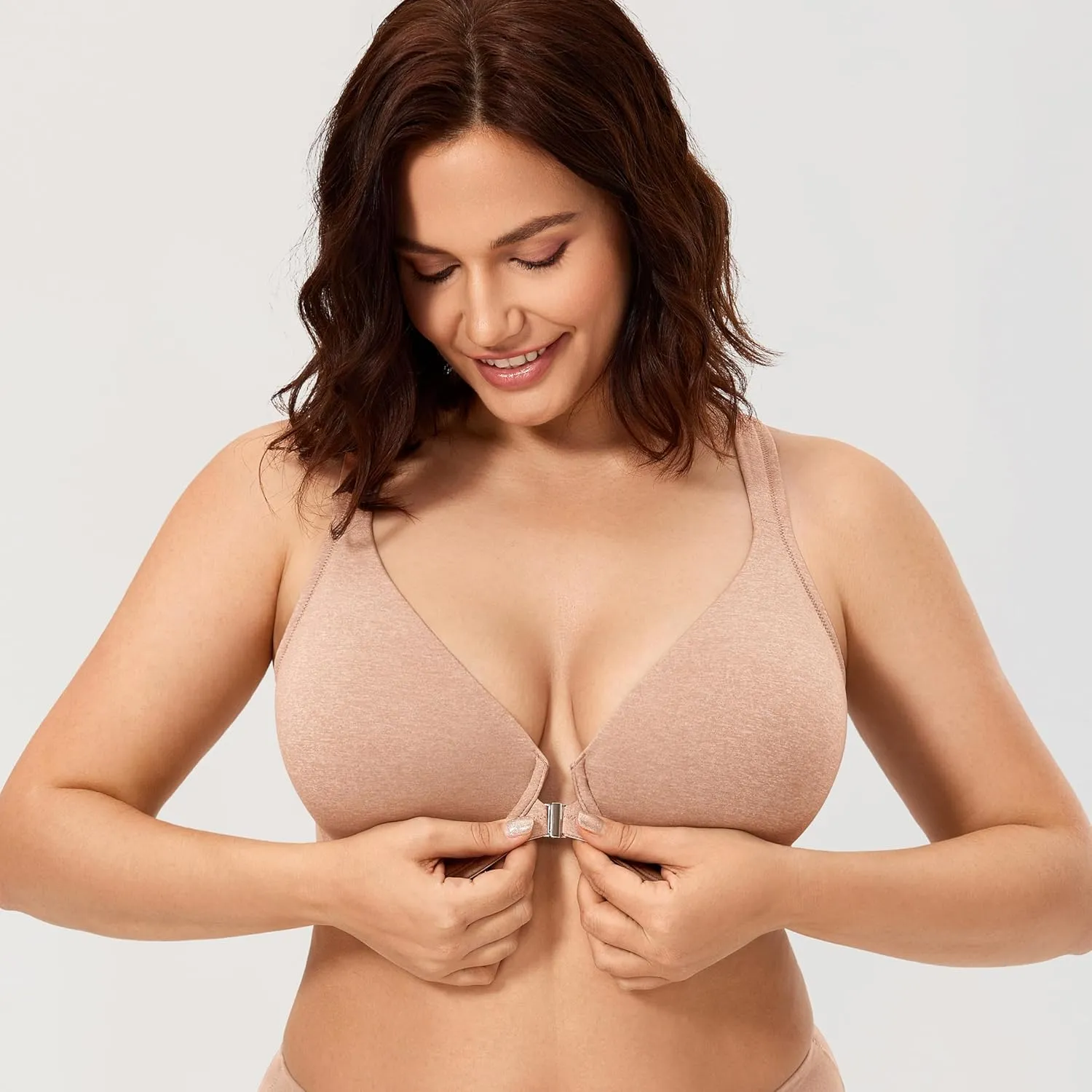 CALVENA Women's Racerback Front Closure Bra Plus Size Full Coverage Underwire Bras
