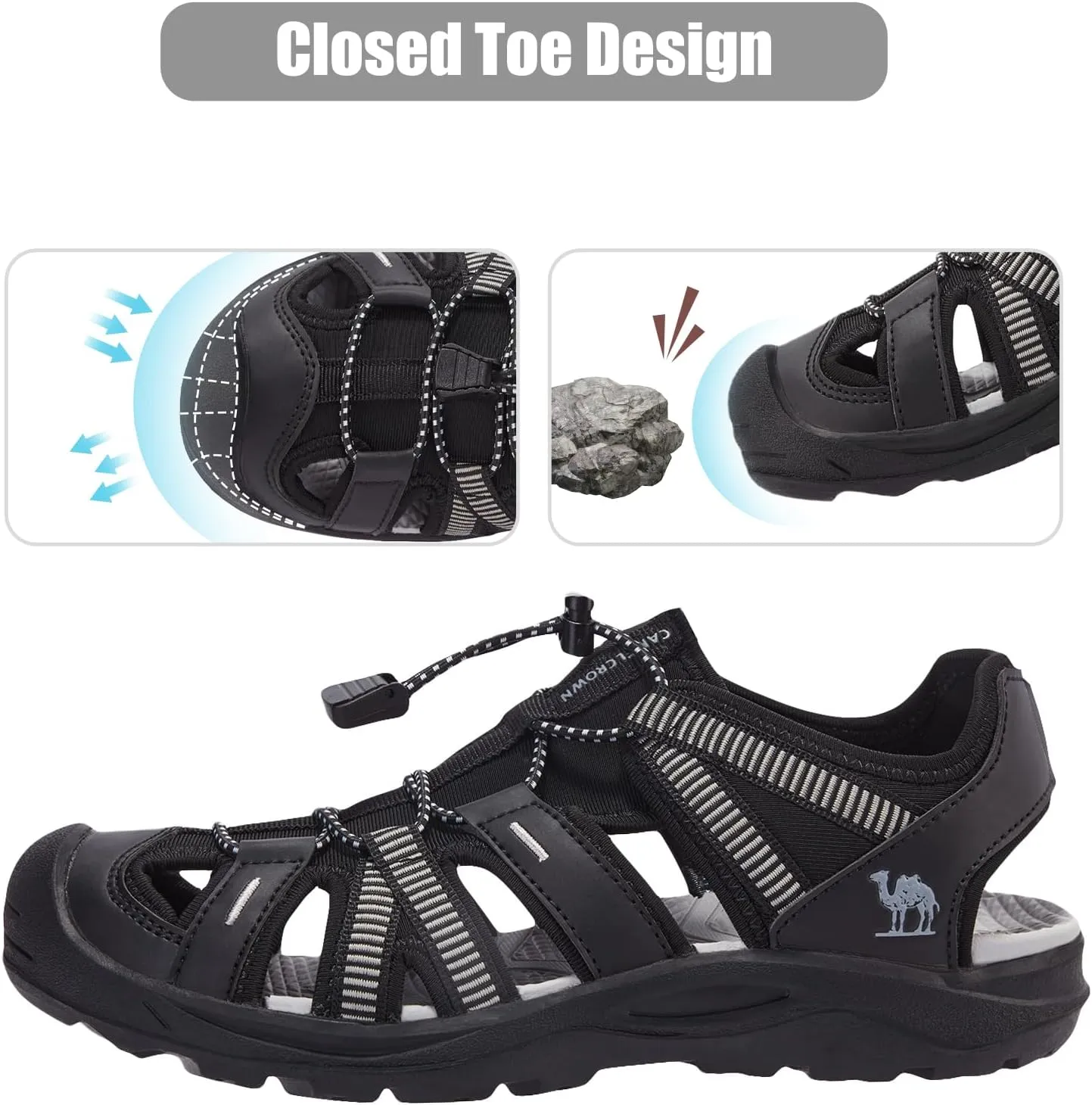 CAMEL CROWN Closed-Toe Women's Sandals Waterproof Women's Walking Sandals Hiking Sandals for Women Water Shoes