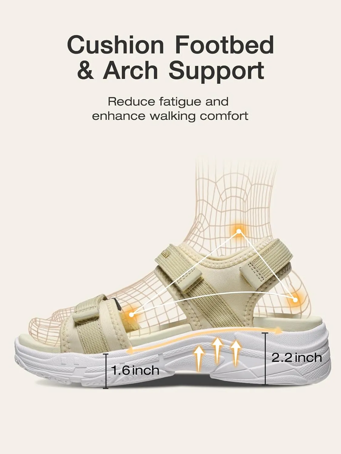 CAMEL CROWN Women's Athletic Sandals Comfortable Outdoor Walking Waterproof Lightweight Girls' Platform Shoes Open Toe Arch Support