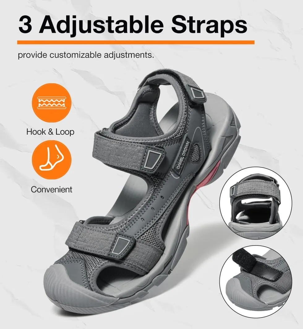 CAMEL CROWN Women's Hiking Sandals Waterproof Closed Toe Water Sandals Comfort Adjustable Athletic Outdoor Sandals for Summer Beach Hiker Trekking Camping