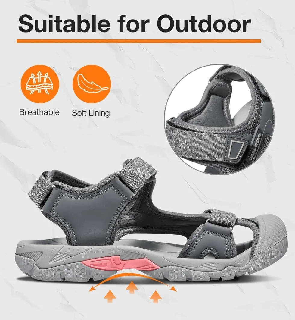 CAMEL CROWN Women's Hiking Sandals Waterproof Closed Toe Water Sandals Comfort Adjustable Athletic Outdoor Sandals for Summer Beach Hiker Trekking Camping