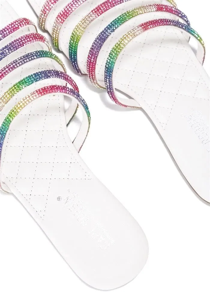 Cape Robbin Ancora Quilt While Ahead Flat Sandals, Women's Mules Slip On Shoes