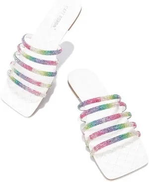 Cape Robbin Ancora Quilt While Ahead Flat Sandals, Women's Mules Slip On Shoes