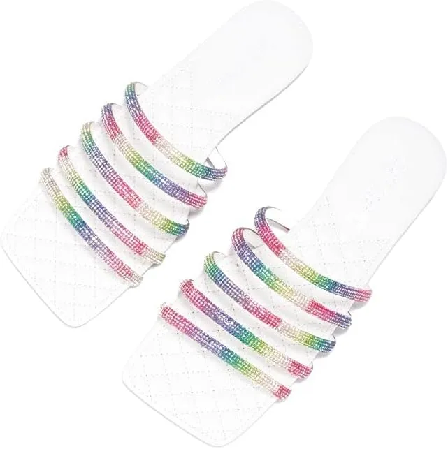Cape Robbin Ancora Quilt While Ahead Flat Sandals, Women's Mules Slip On Shoes