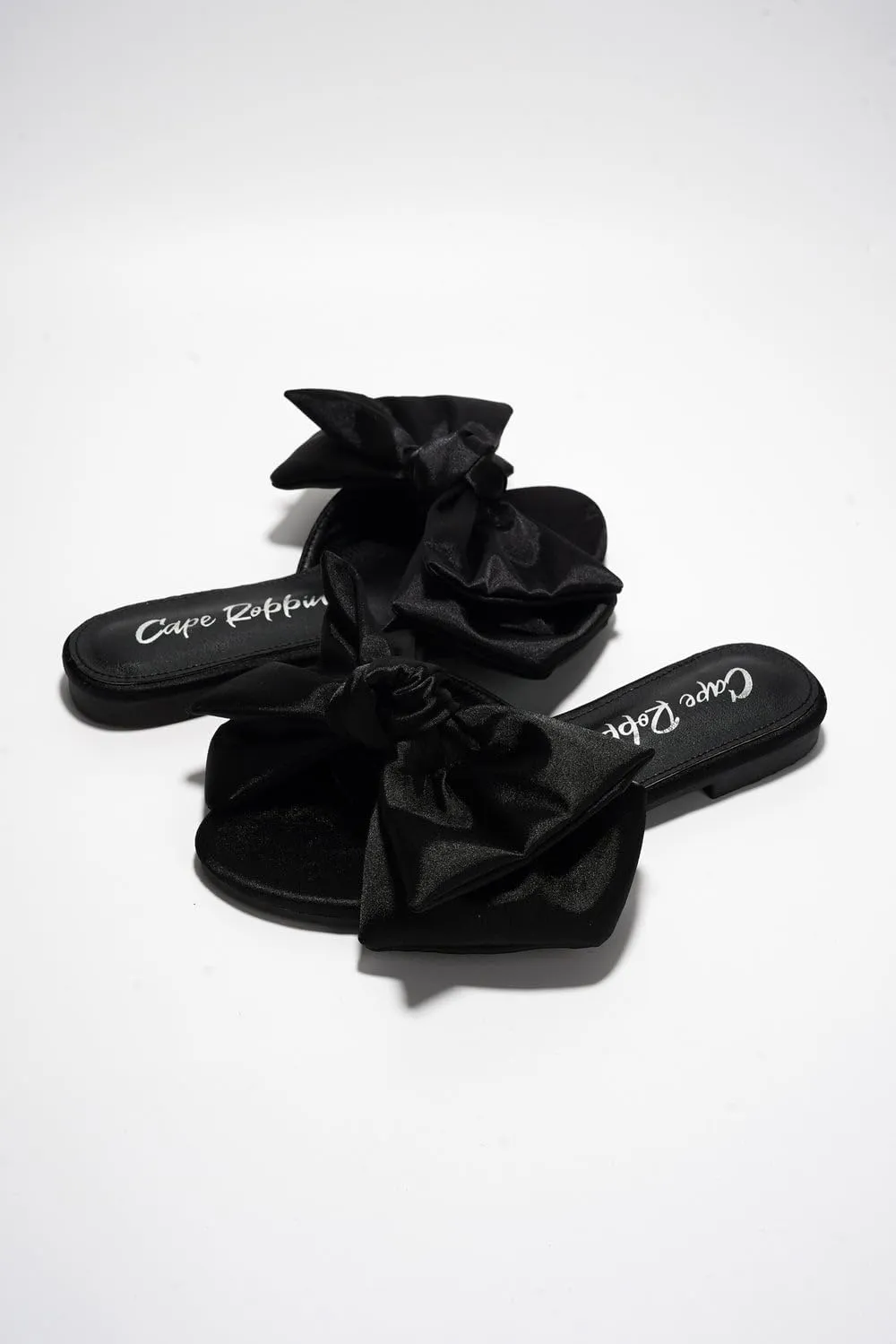 Cape Robbin Women's Chrisler Slip On Flats Oversize Bow Accent Slide Sandals