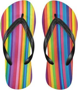 CEBUGI Unisex Flip Flop -Flat Sandal -NonSlip Couple Slippers -Natural Rubber Foam Soles Ultimate Comfort and Durability for Indoor Outdoor|Rainbow Stripes