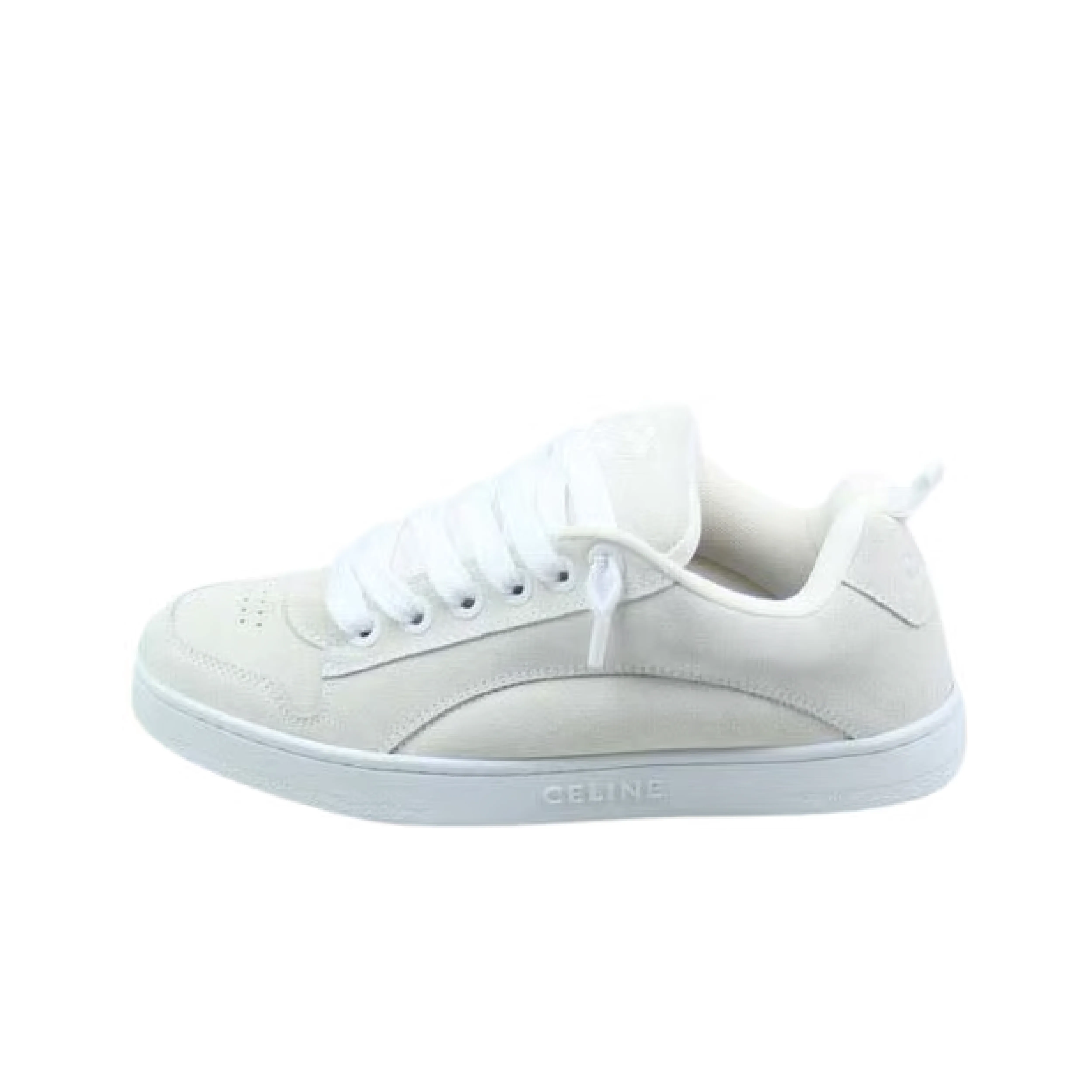 Celine Huntington Sneaker Suède Calfskin & Mesh 'Optic White'