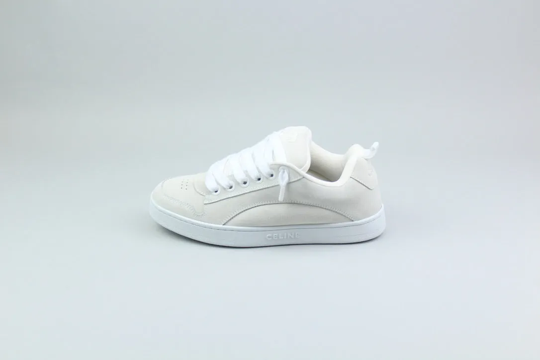Celine Huntington Sneaker Suède Calfskin & Mesh 'Optic White'