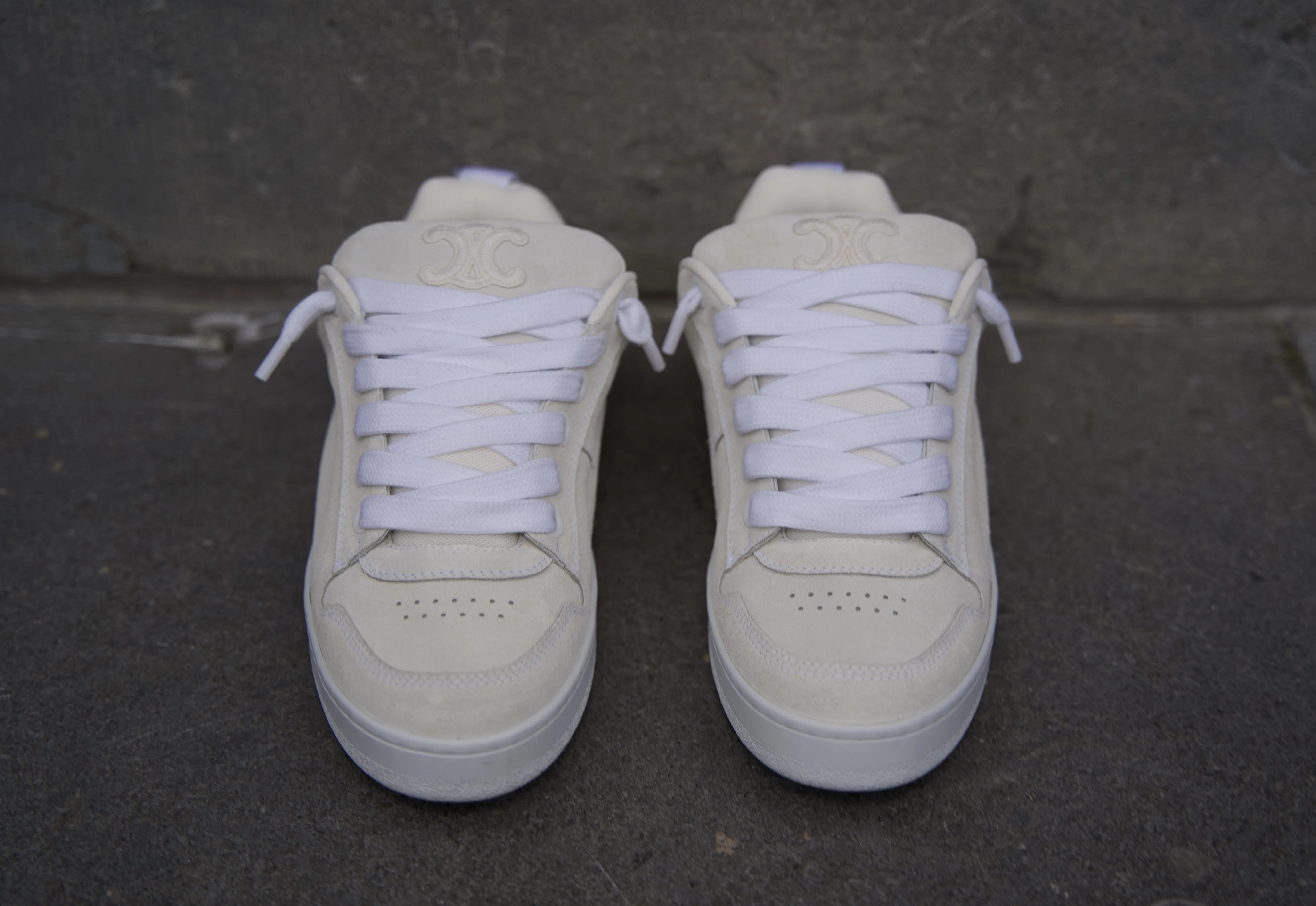 Celine Huntington Sneaker Suède Calfskin & Mesh 'Optic White'