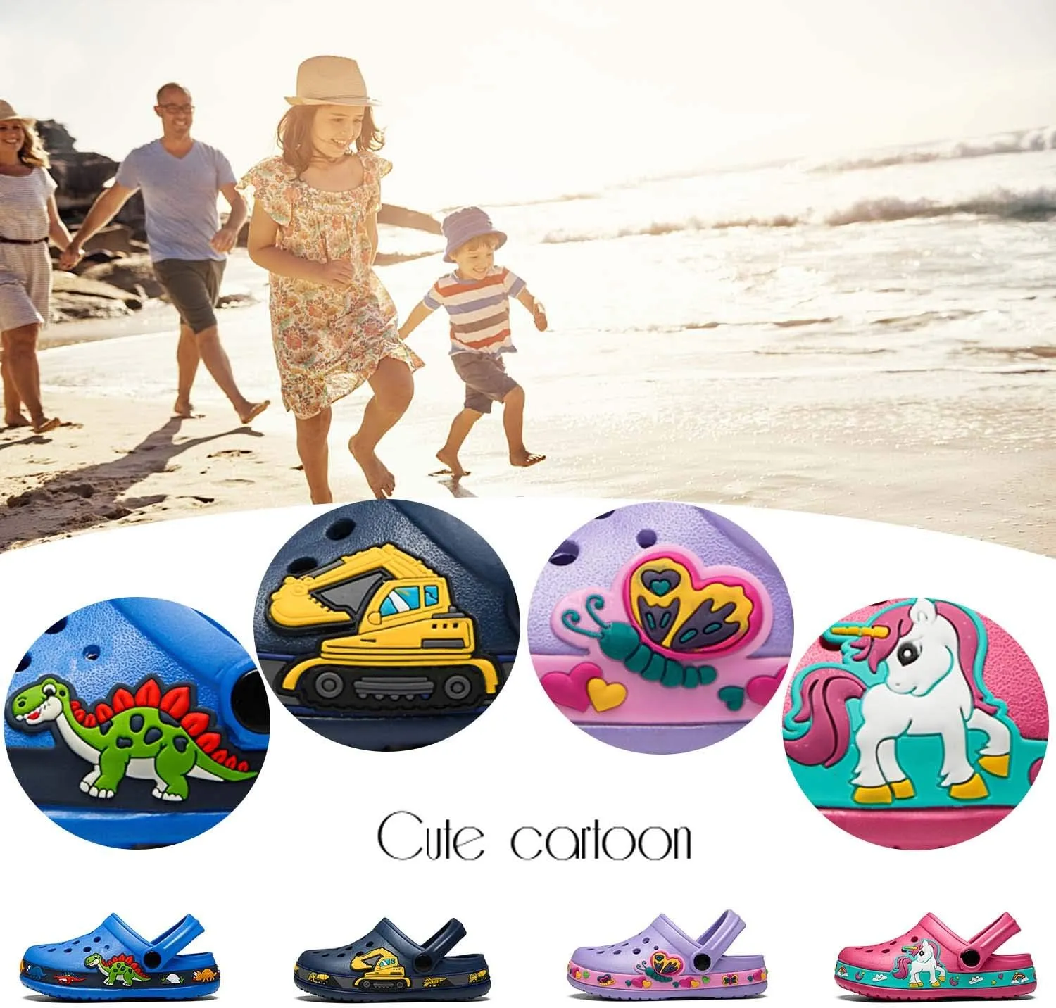 CERYTHRINA Kid's Cute Garden Clogs Shoes Cartoon Slides Sandals Clogs Children Beach Pool Slippers