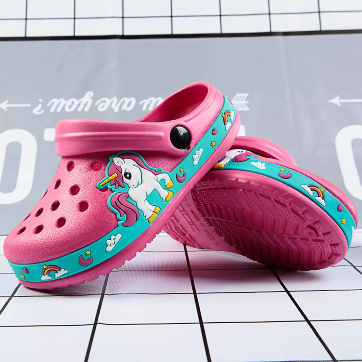 CERYTHRINA Kid's Cute Garden Clogs Shoes Cartoon Slides Sandals Clogs Children Beach Pool Slippers