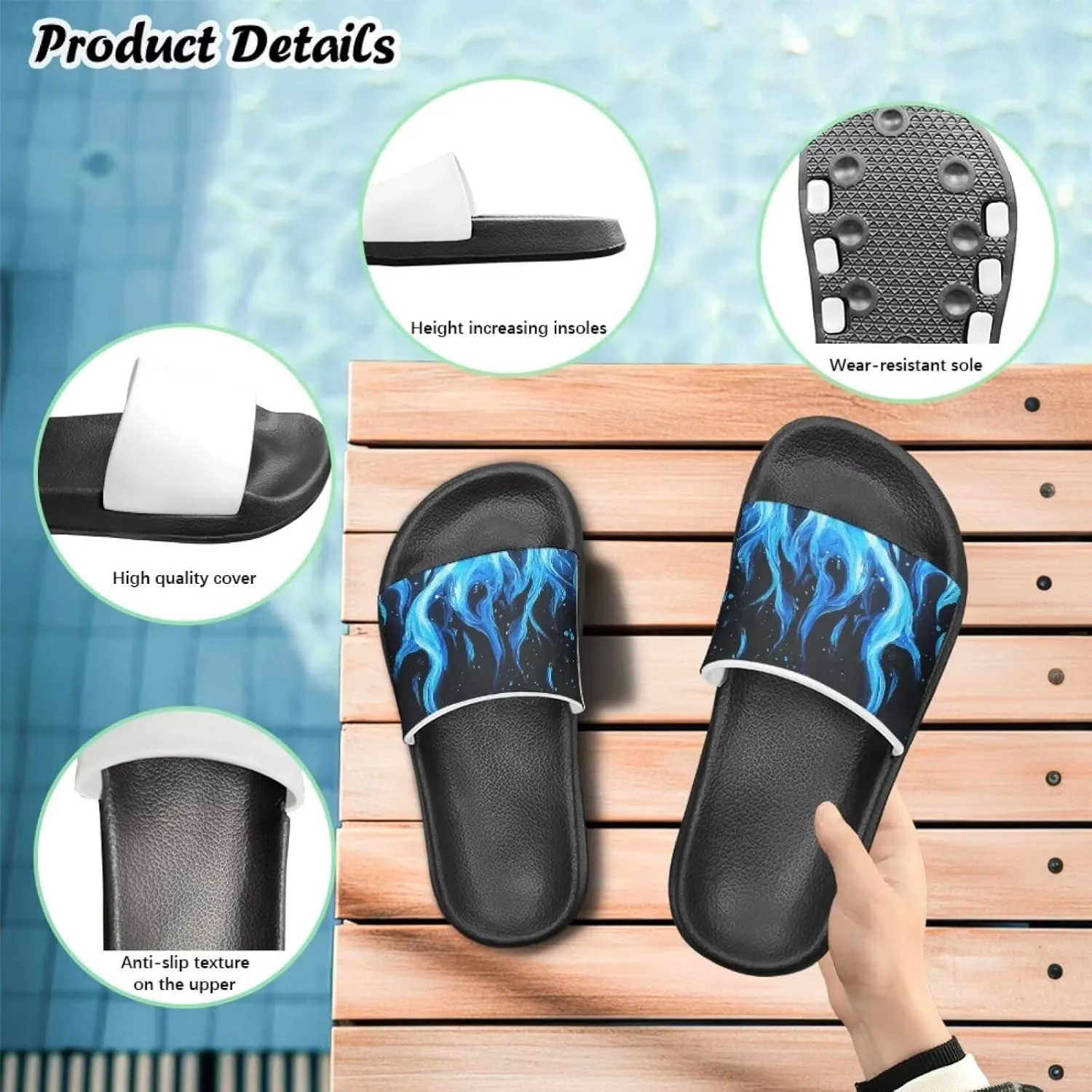 Children Slide Sandals Soft Anti-Skid Sandal Comfort Lightweight Slip On Summer Slippers for Beach Pool