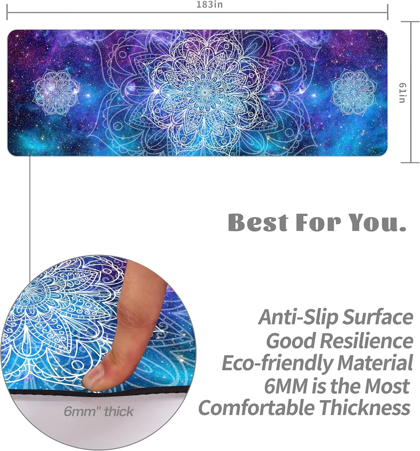 Cifupy Yoga Mat Double-Sided Non Slip Exercise Mat Eco Friendly TPE Fitness Exercise Mat With Carrying Strap & Storage Bag Workout Mat for Yoga, Pilates and Floor Exercises