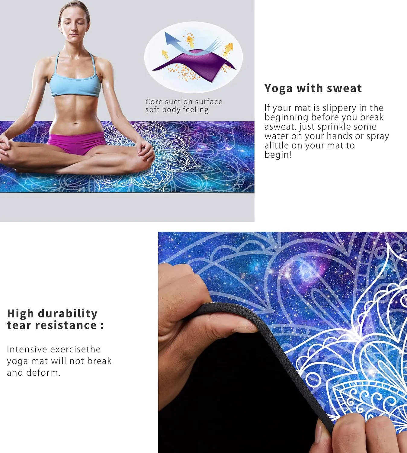Cifupy Yoga Mat Double-Sided Non Slip Exercise Mat Eco Friendly TPE Fitness Exercise Mat With Carrying Strap & Storage Bag Workout Mat for Yoga, Pilates and Floor Exercises