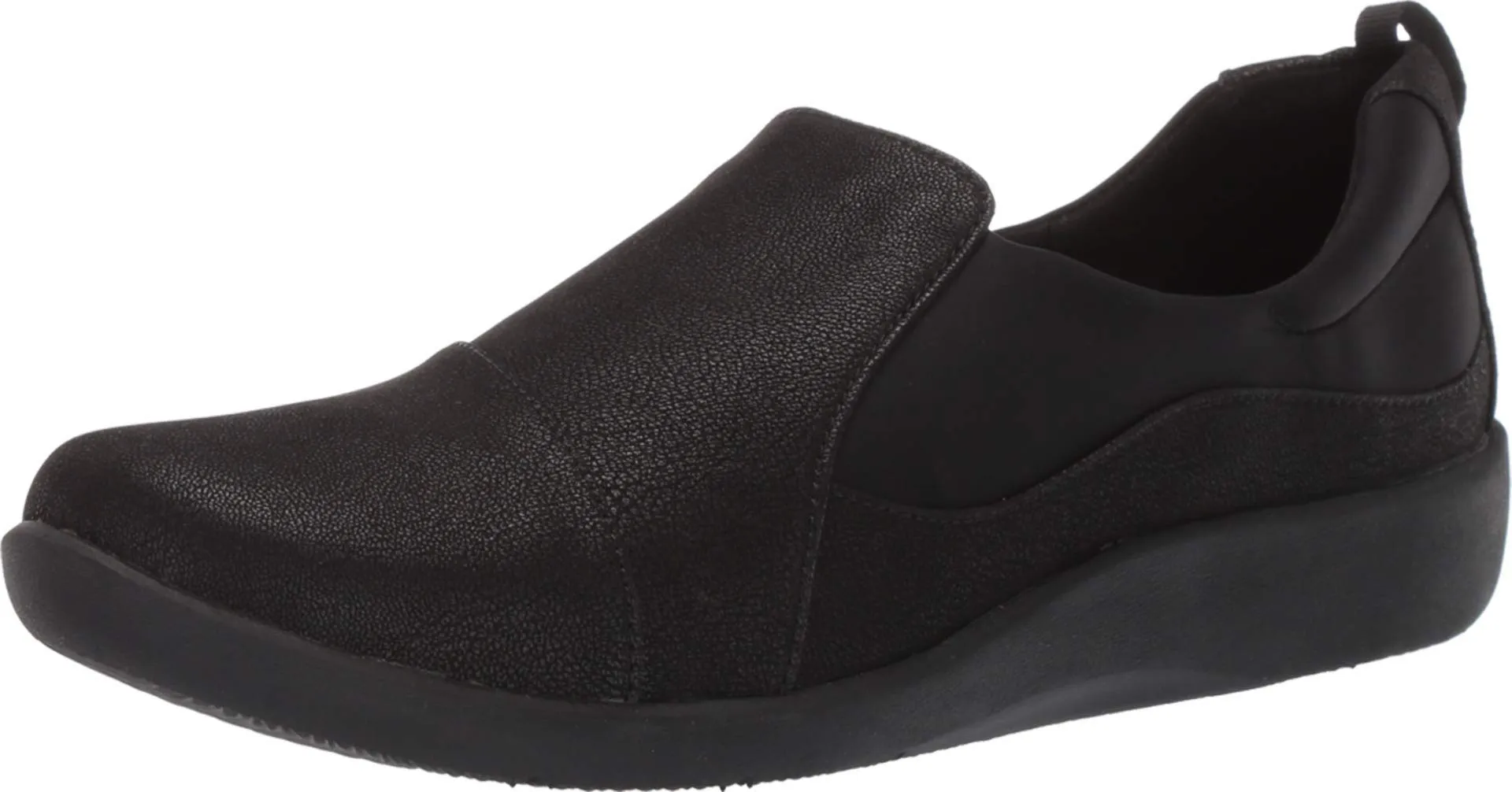Clarks Women's CloudSteppers Sillian Paz Slip-On Loafer, Black Synthetic Nubuck, 8 M US