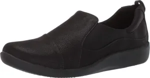 Clarks Women's CloudSteppers Sillian Paz Slip-On Loafer, Black Synthetic Nubuck, 8 M US