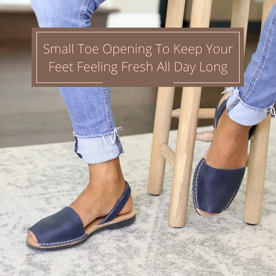 Classic Comfortable Flat Sandals for Women, Dressy Soft Leather Peep Toe Sandals for Women, Versatile Casual Slip-on Flats