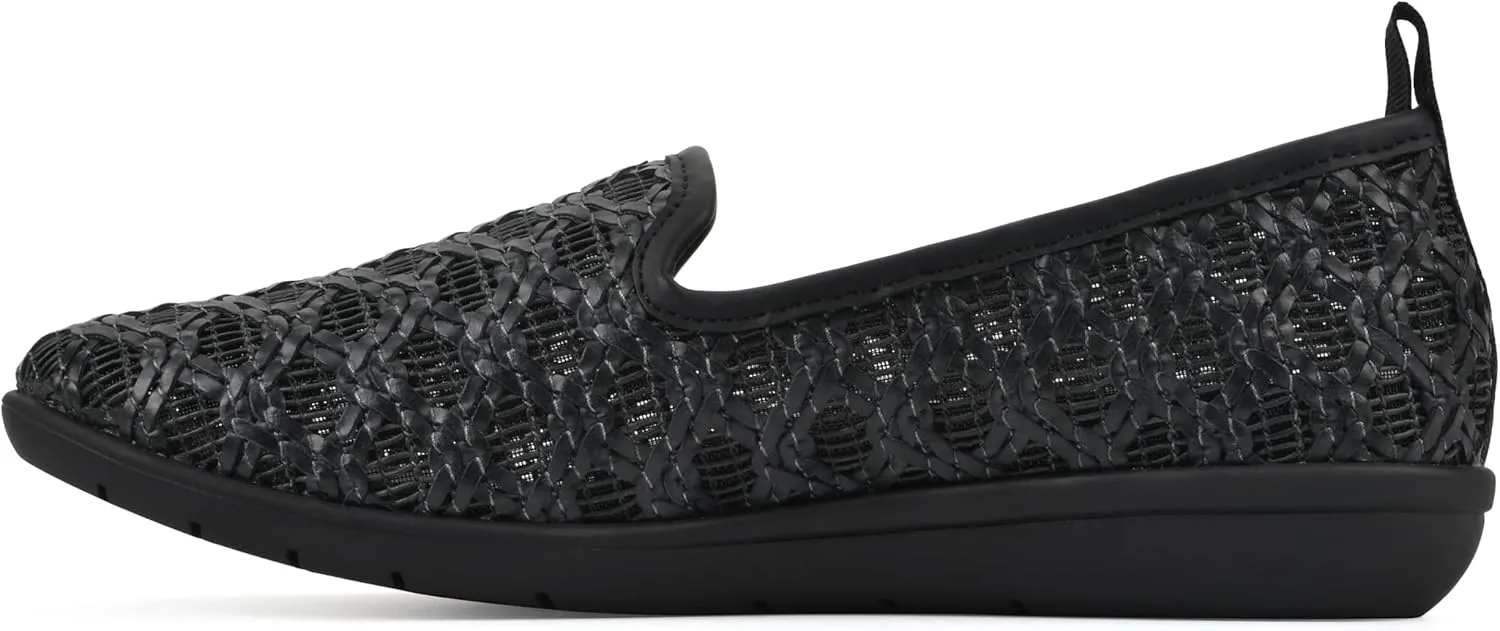 CLIFFS BY WHITE MOUNTAIN Women's Twisty Woven Moccasin Style Loafer Flat