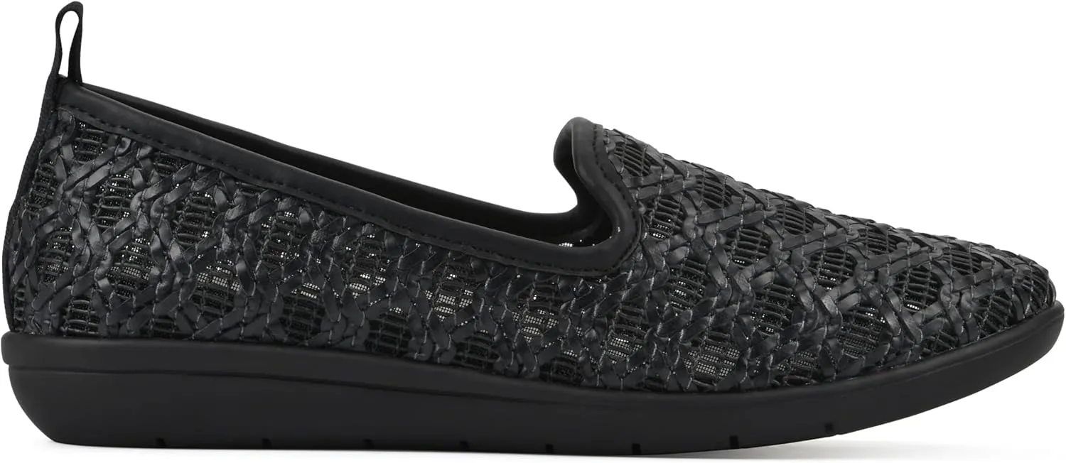 CLIFFS BY WHITE MOUNTAIN Women's Twisty Woven Moccasin Style Loafer Flat