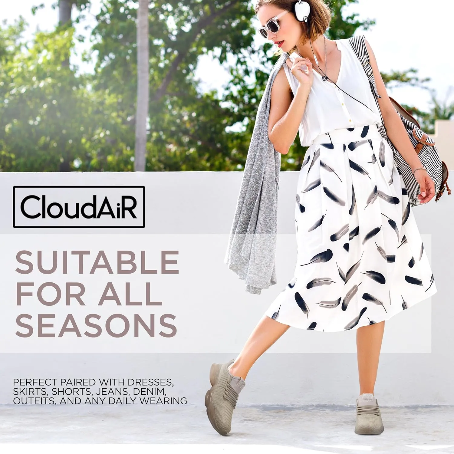 CLOUDAIR Vesta Women's Sneakers: Casual Running, Walking Arch Support Shoes, Lightweight Slip-On Sock Design, Non-Slip Work Shoes for Women, Comfortable Air Cushioned Platform Sneakers