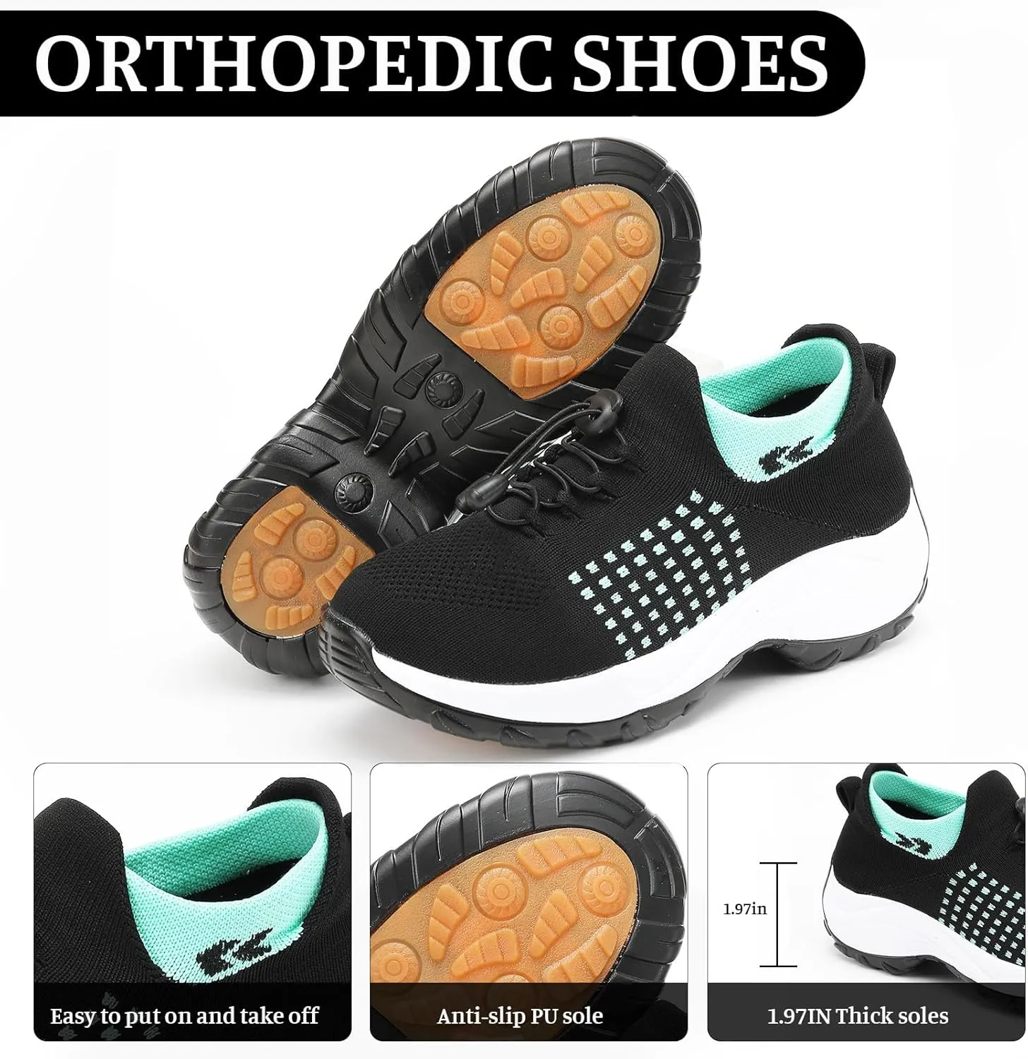 Comfort Orthowear Shoes for Women Men Orthopedic Tennis Shoe Waterproof Comfortable Walking Shoes for Women with Plantar Fasciitis Air Cushion Ortho Breathable Stretch Cushion Orthopedic Sneakers