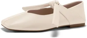 Coutgo Womens Mary Jane Flats Bow Square Toe Ballet Flats Dressy Comfortable Slip on Flat Shoes