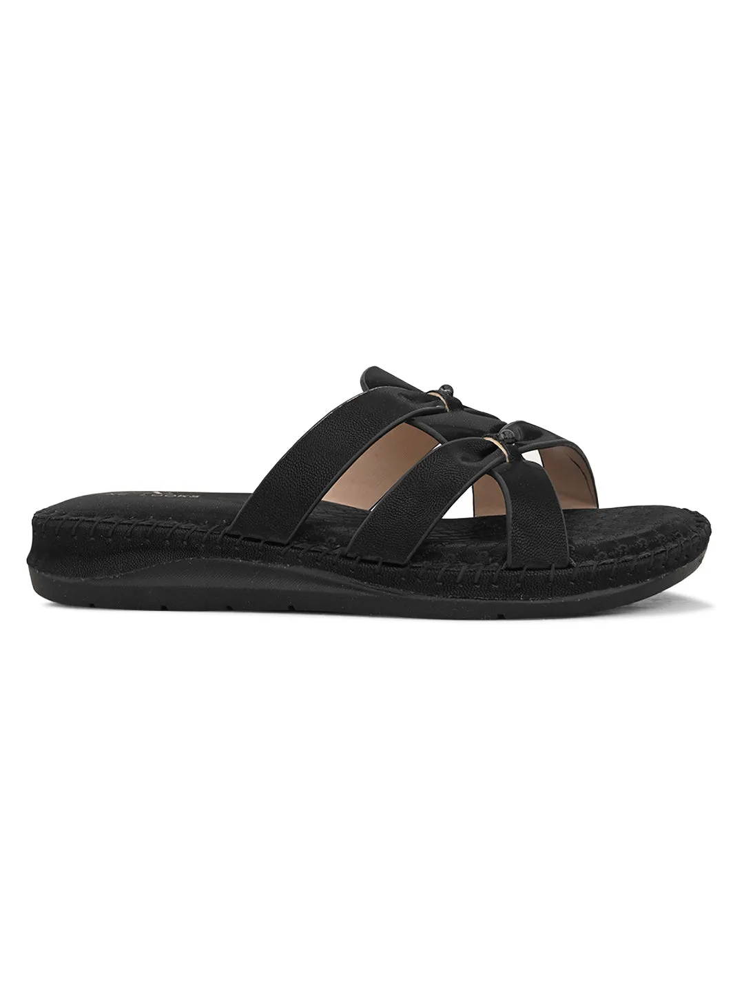Cross-Strap with Cushioned doctor Sole Flat Slippers