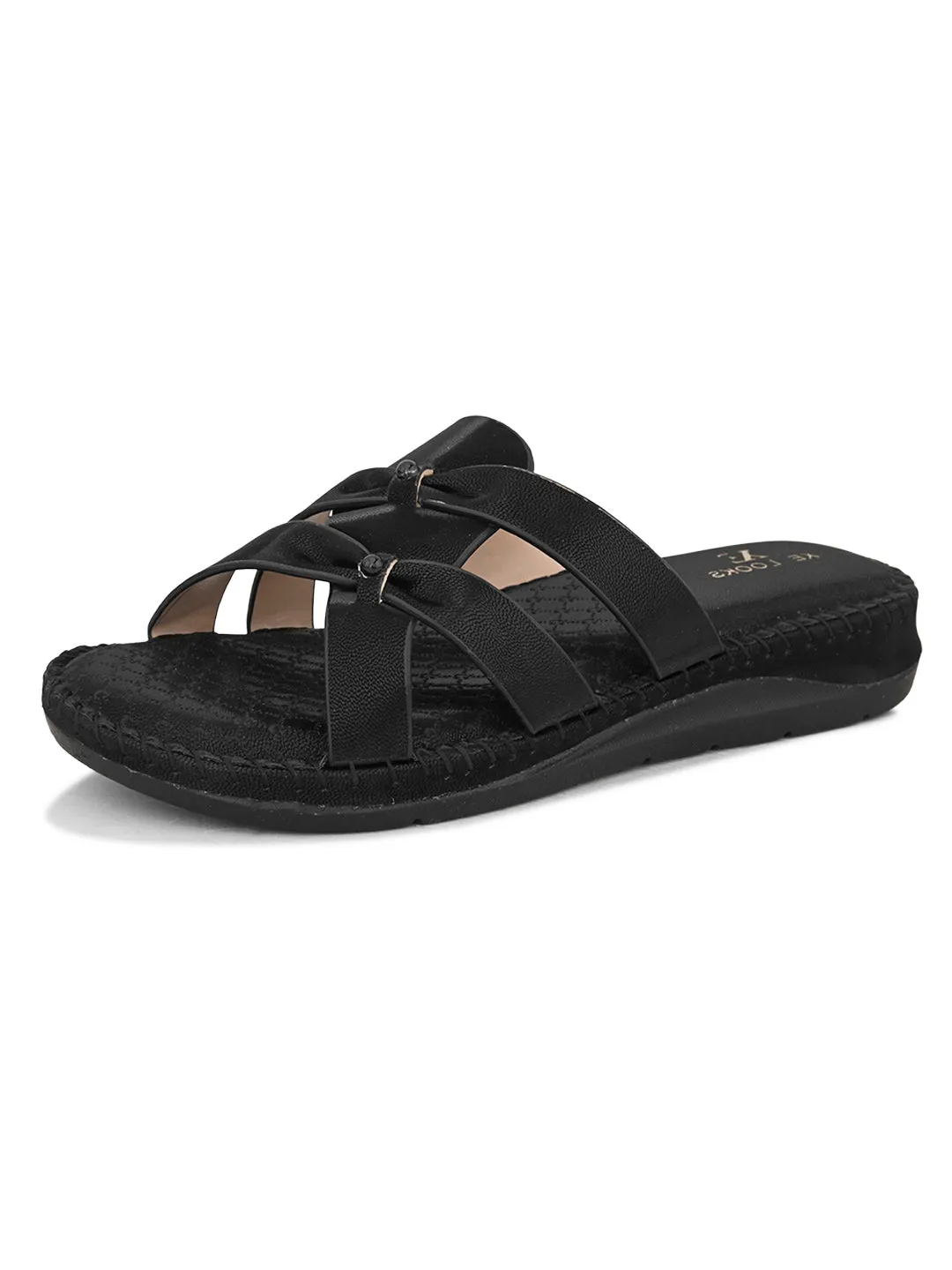 Cross-Strap with Cushioned doctor Sole Flat Slippers