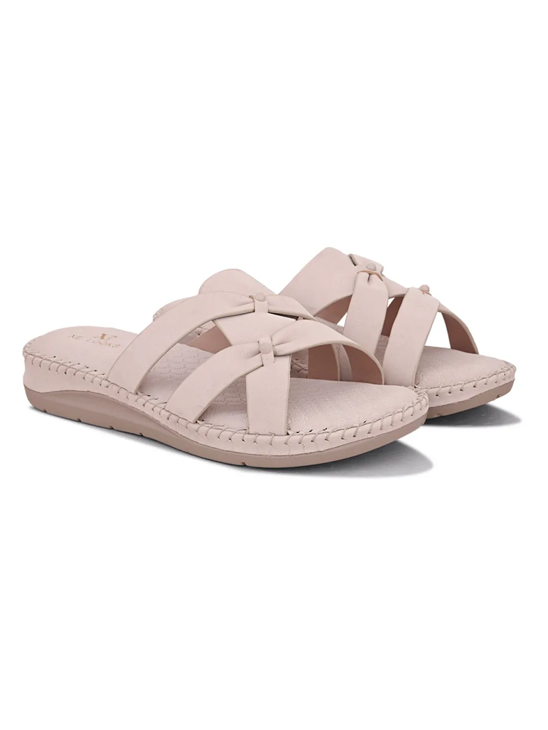 Cross-Strap with Cushioned doctor Sole Flat Slippers
