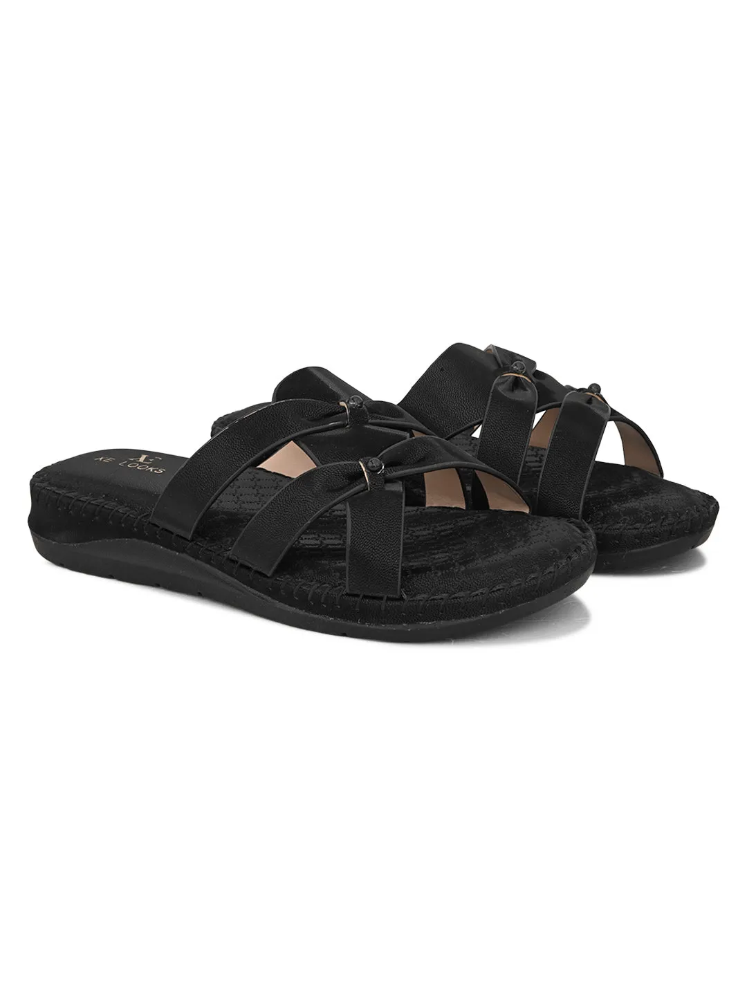 Cross-Strap with Cushioned doctor Sole Flat Slippers