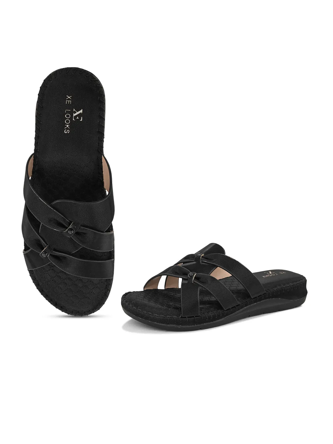 Cross-Strap with Cushioned doctor Sole Flat Slippers