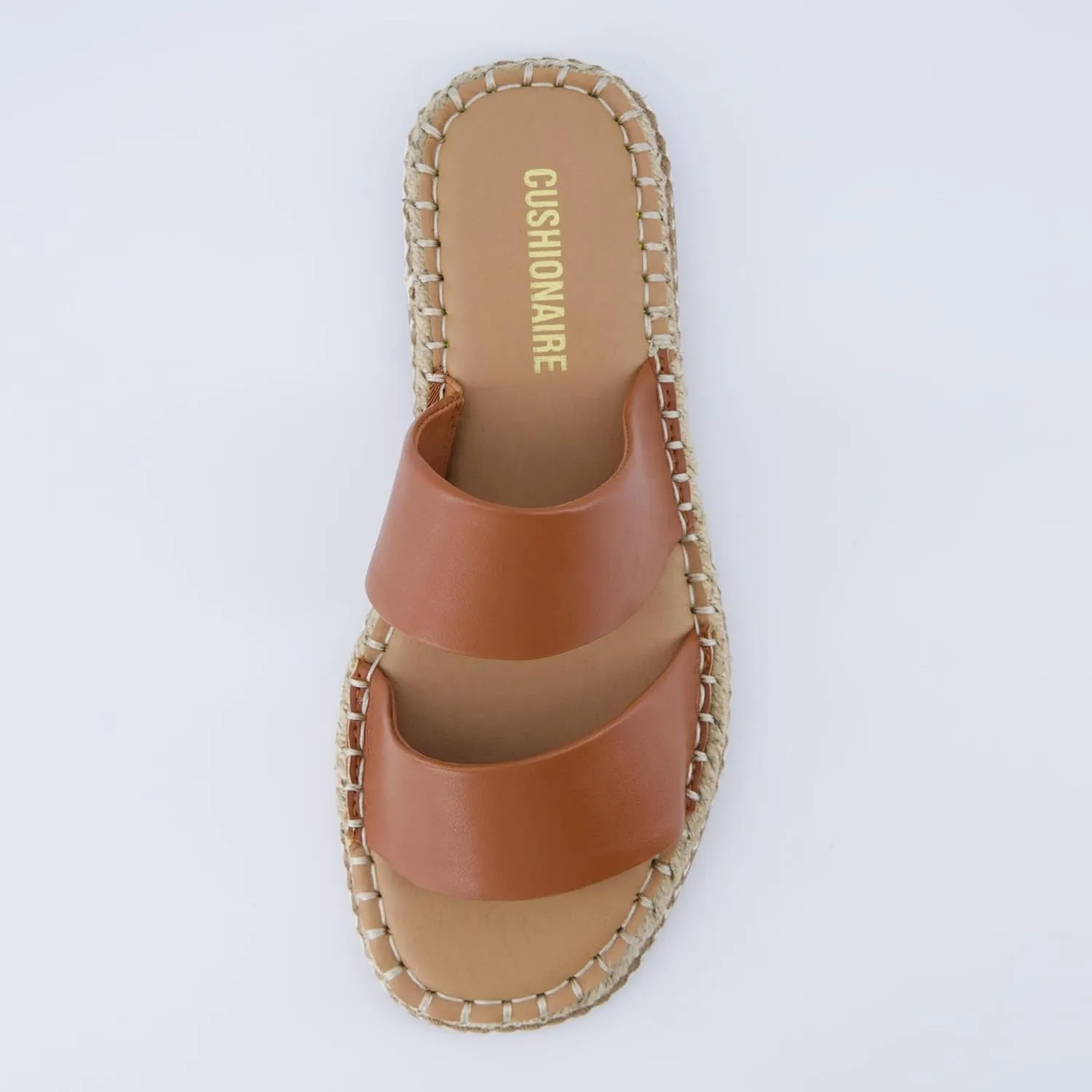 CUSHIONAIRE Bhendi Women’s Espadrille Slide Sandal – Faux Leather Double Strap with Jute-Wrapped Sole & Cushioned Footbed